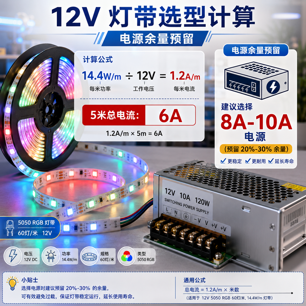5050 RGB 灯珠电流怎么选？参数、计算与选型
