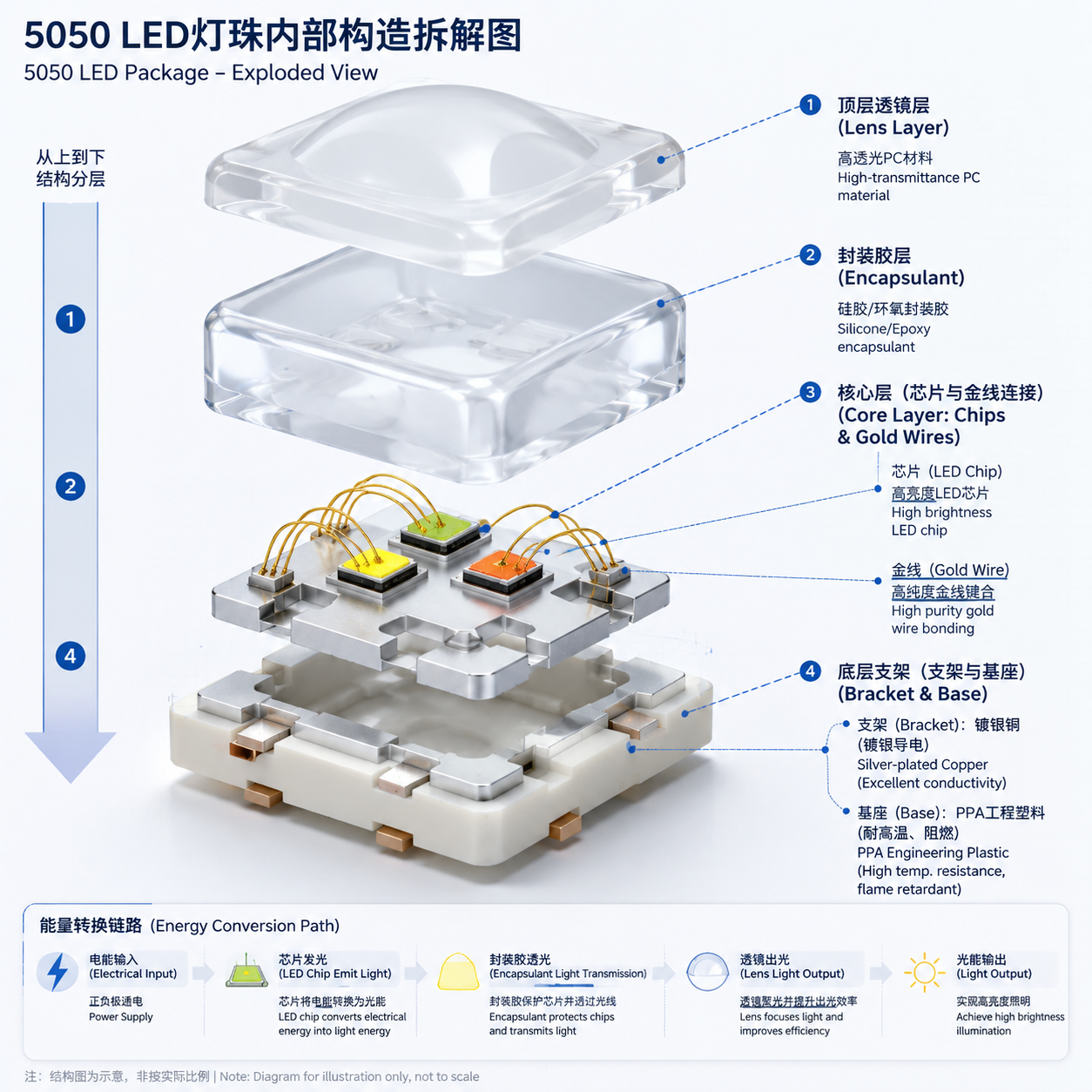 5050LED灯珠构造详解：内部结构与工作原理解析