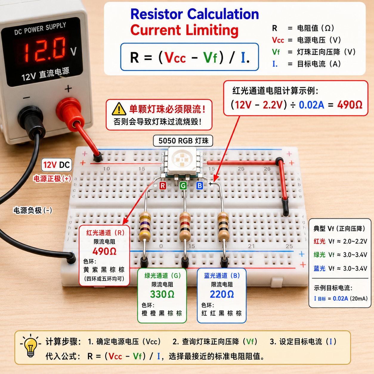 5050 RGB灯珠如何接线？引脚识别与接线避坑指南