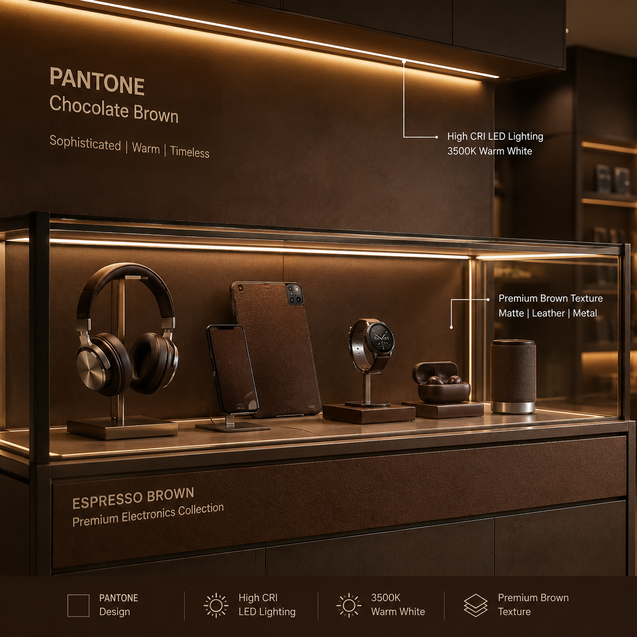 棕色 Pantone 查询：色号选择与LED配色应用