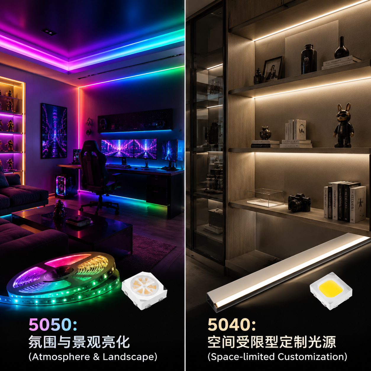 5040灯珠5050区别与选型指南
