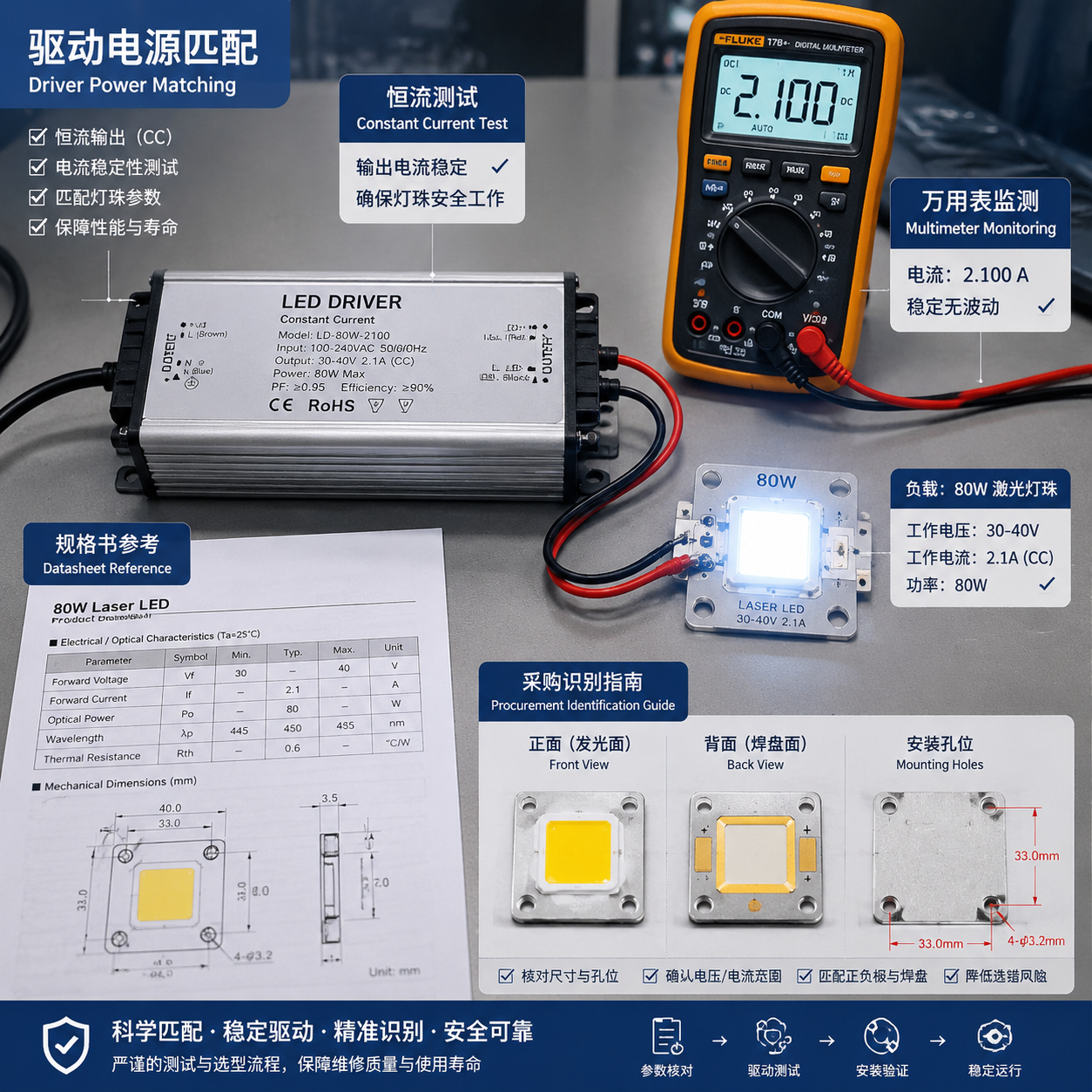505080瓦激光灯珠选型与使用注意事项