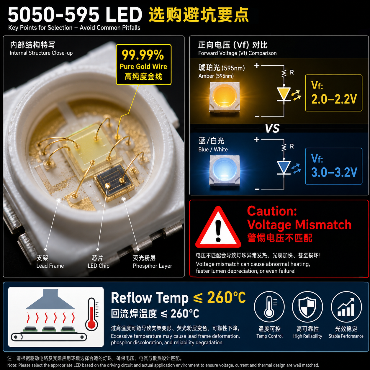 5050-595 LED灯珠完整选购指南：参数详解、应用场景与避坑要点