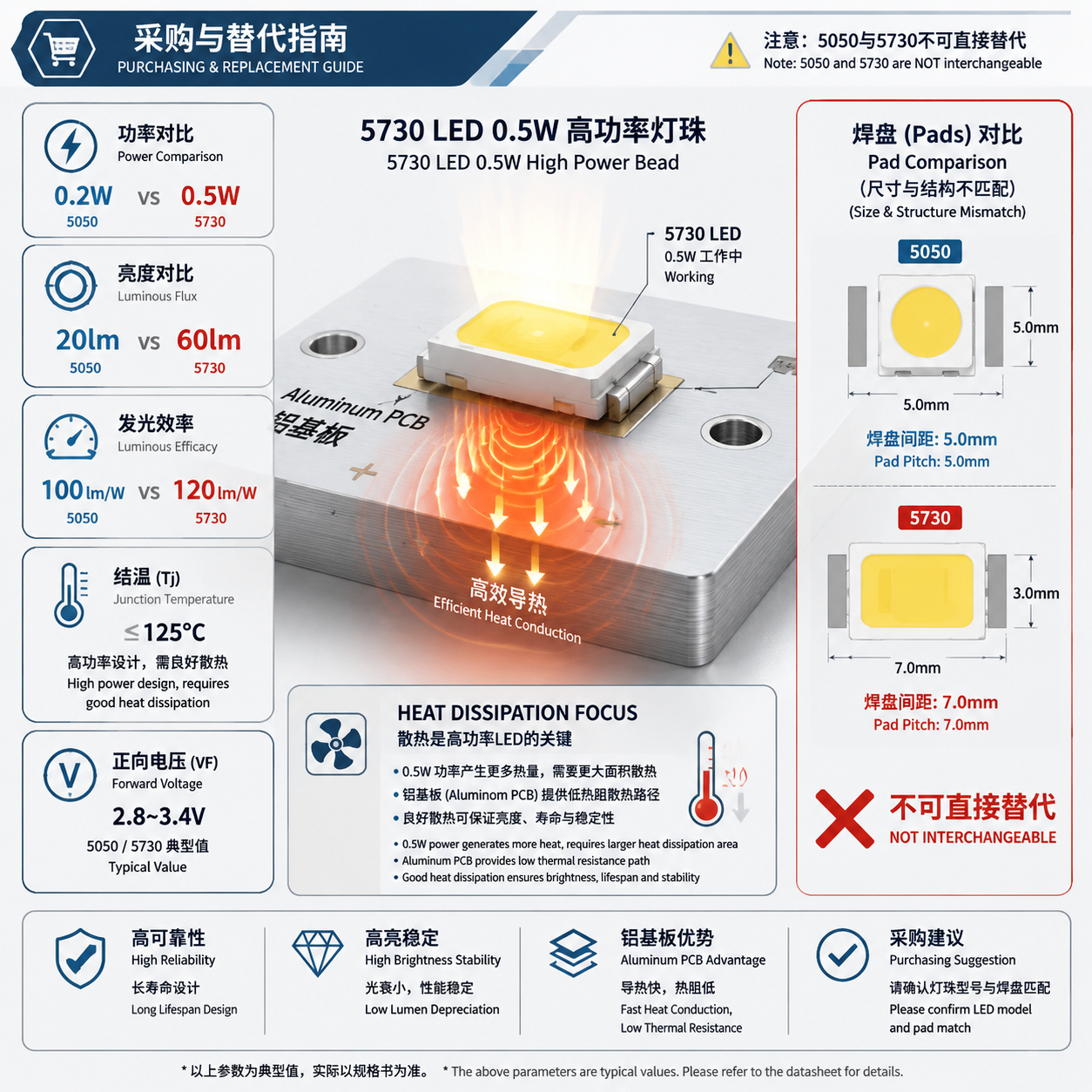 5050 5730灯珠怎么选？区别、亮度与应用对比
