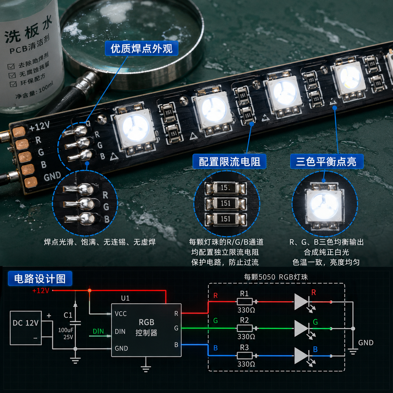 5050 RGB灯珠如何焊接？温度、脚位与测试要点