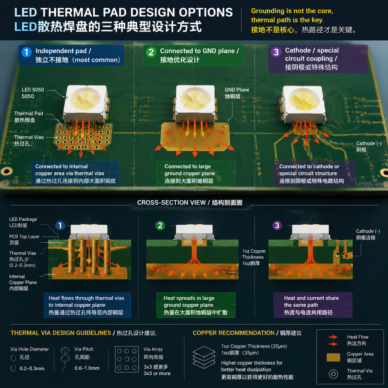 LED灯珠的散热焊盘接地还是？工程设计中的真实做法解析
