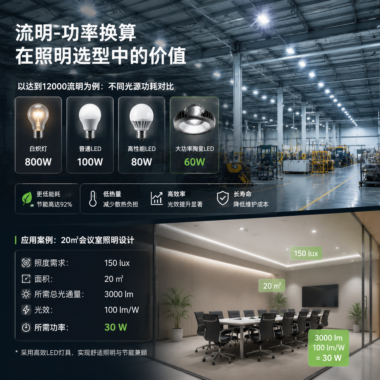 lm流明转光功率(实用换算公式与高光效LED选型指南)
