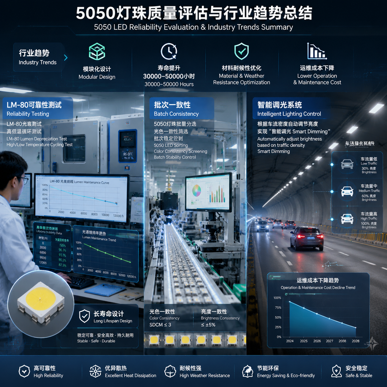 隧道灯5050灯珠选型与应用指南（2026）