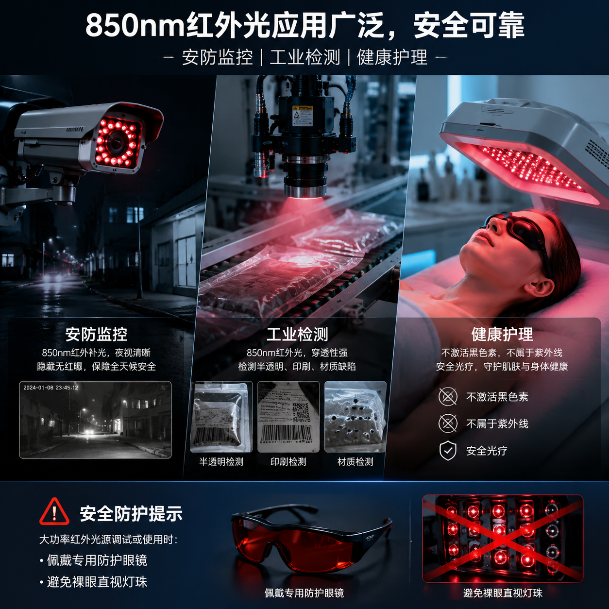 850红外光(近红外波段物理特性与全场景应用选型指南)