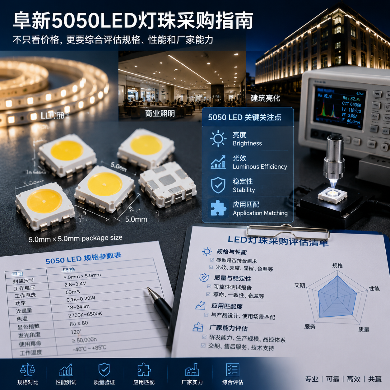 阜新5050LED灯珠采购指南：规格、参数与厂家选择