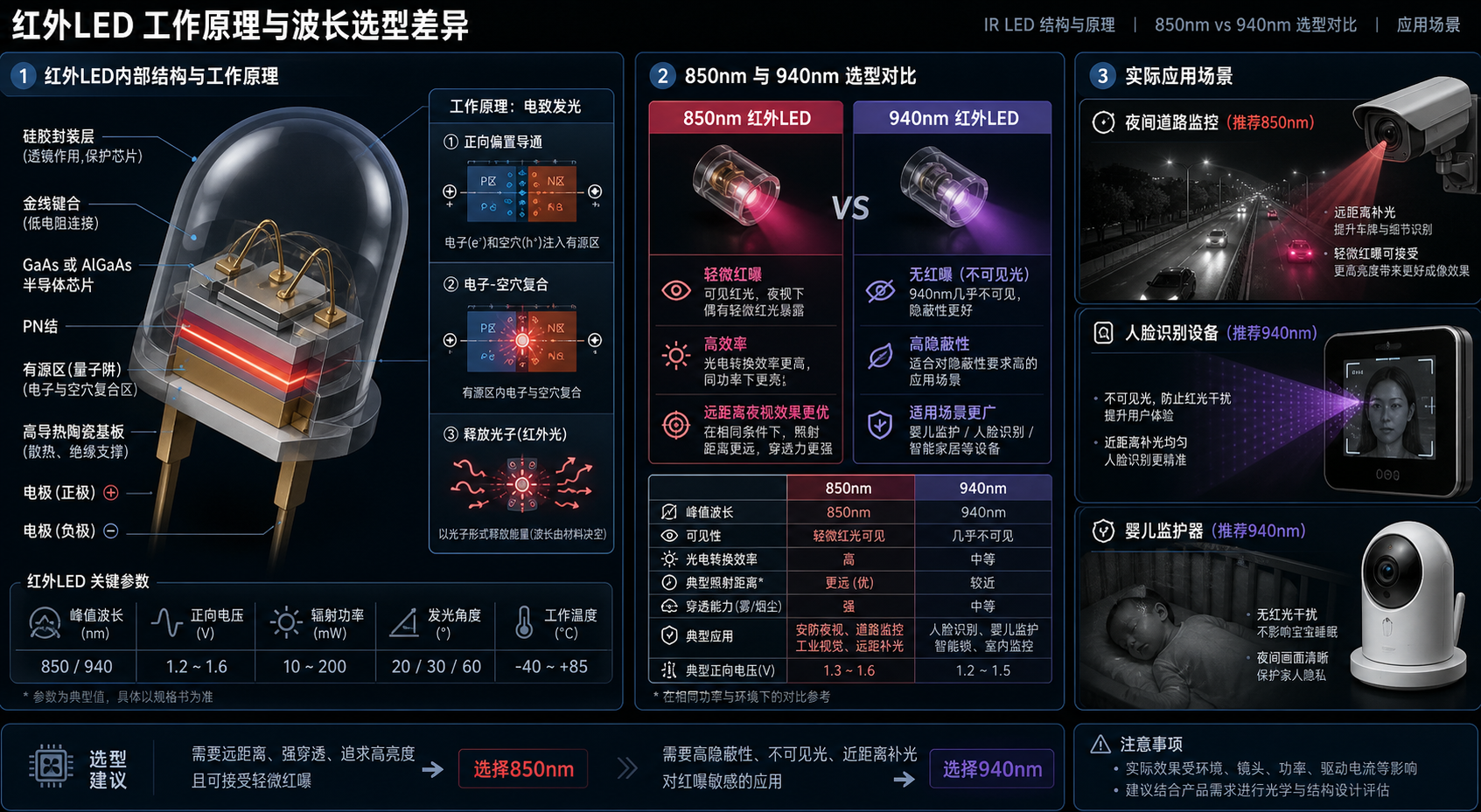 红外光源(红外LED灯珠原理分类与选型指南)