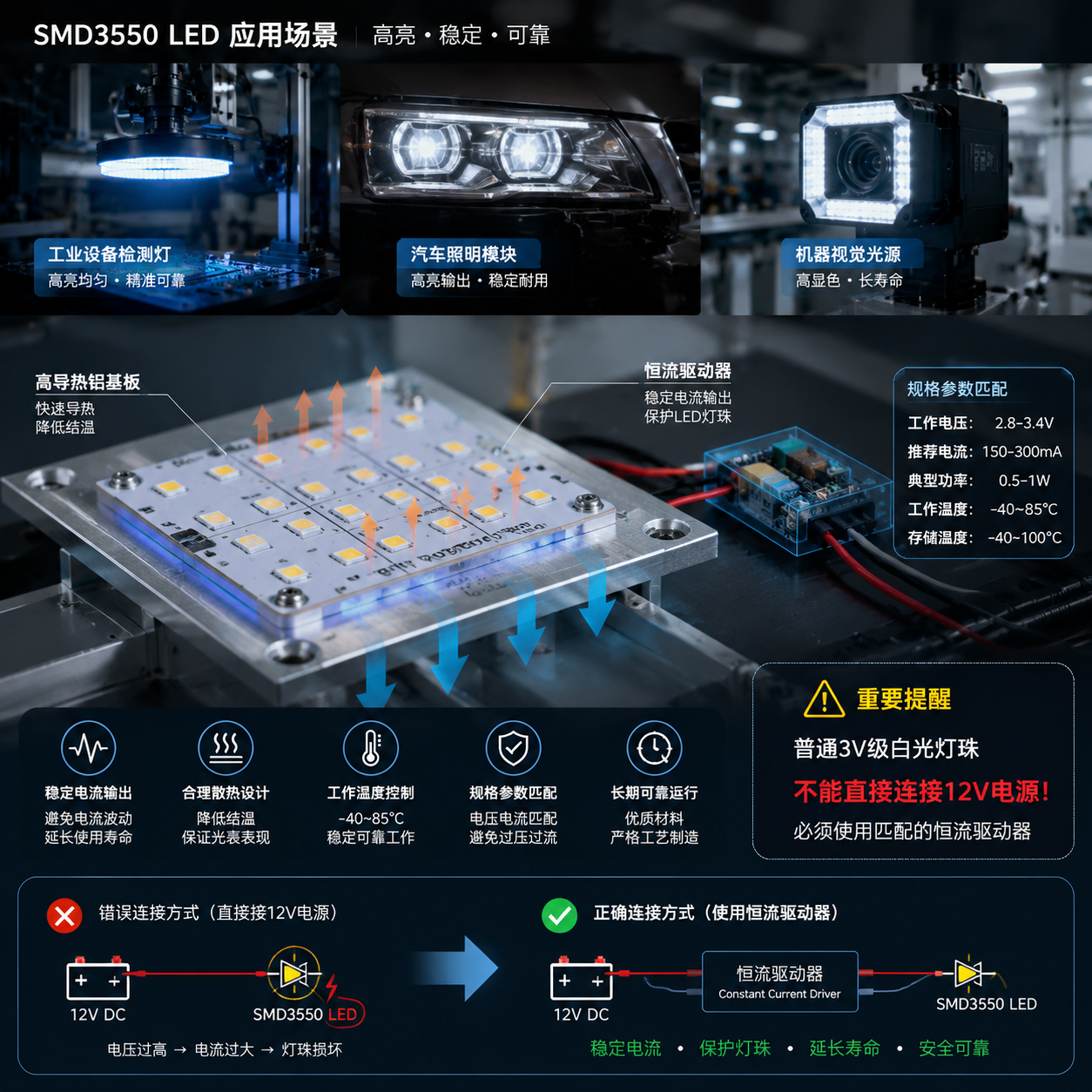 SMD3550灯珠是多少电压供电的(SMD3550灯珠电压参数与驱动选择指南)