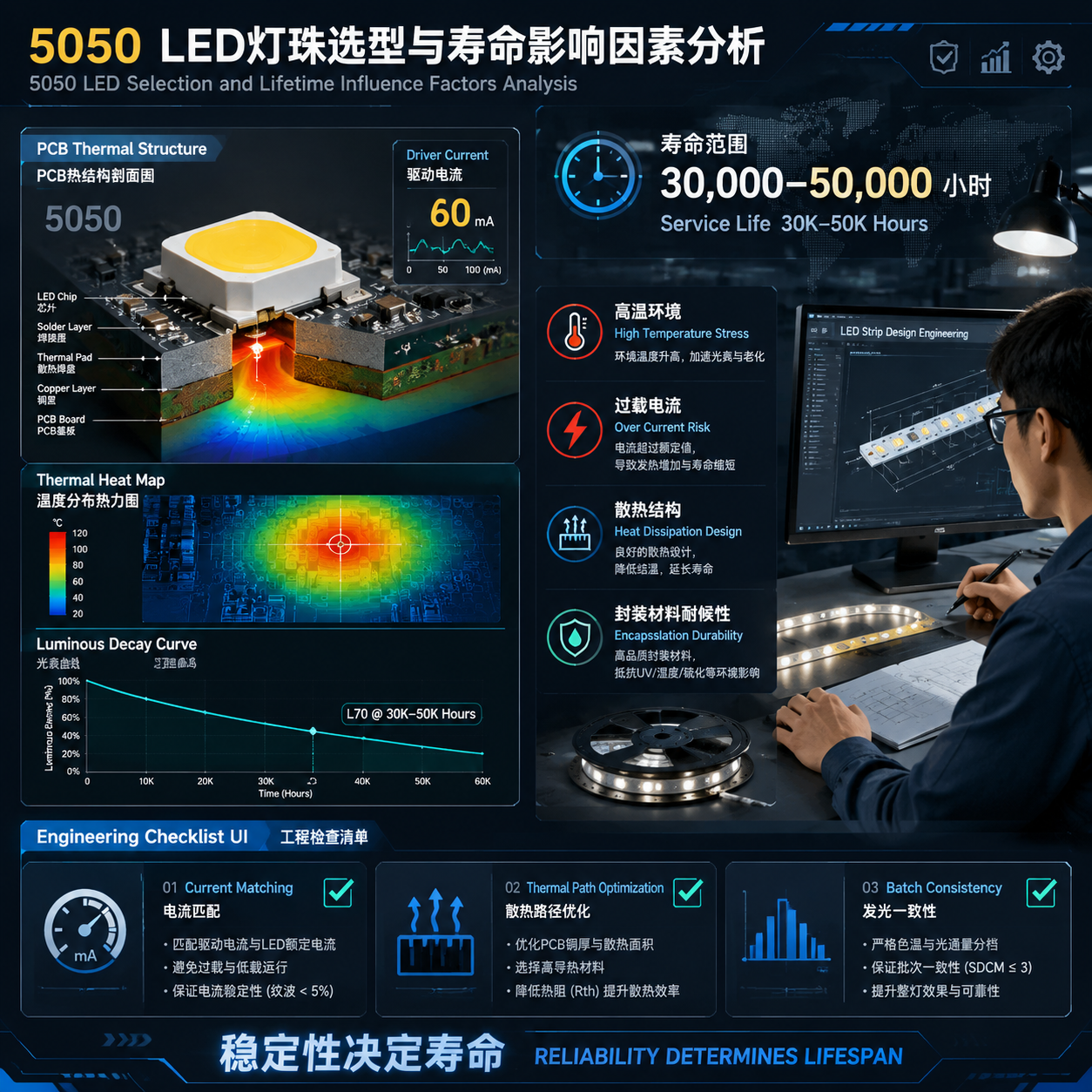雷士LED灯珠5050选型与应用解析