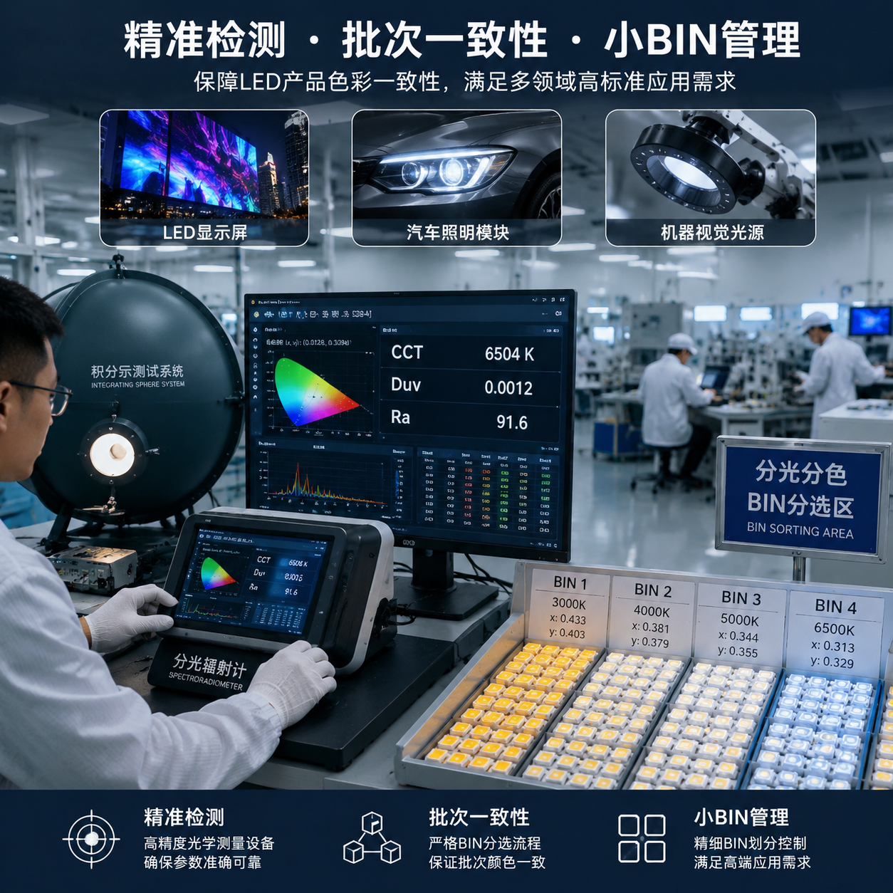 色坐标分光分色图谱(LED颜色控制与CIE分析指南)