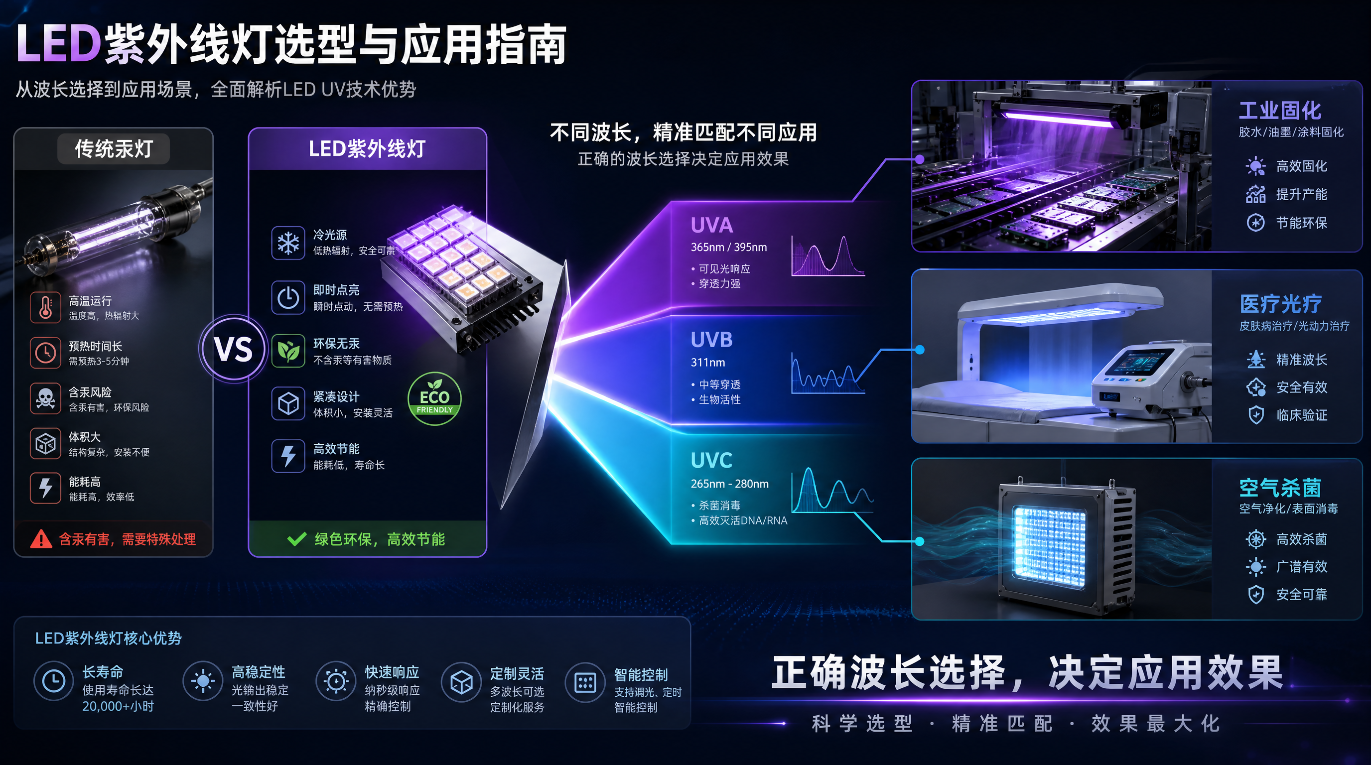 LED紫外线灯选型与应用指南：工作原理、波长分类及选购要素