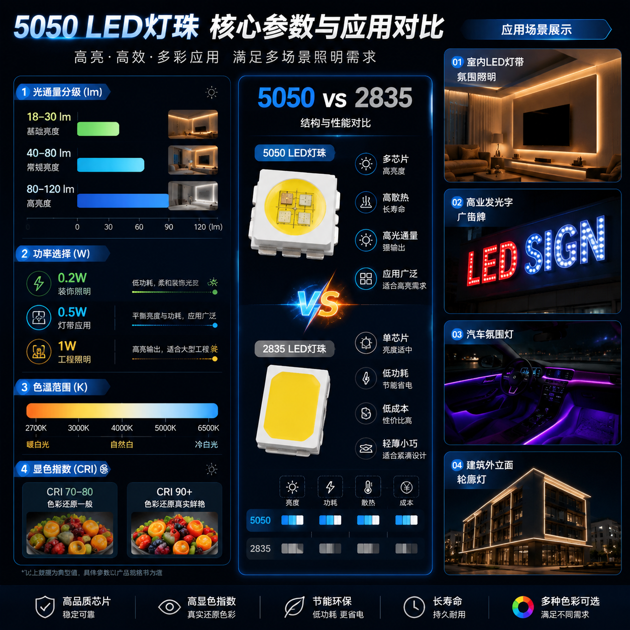 随州5050LED灯珠选型与应用解析：参数、对比与采购要点