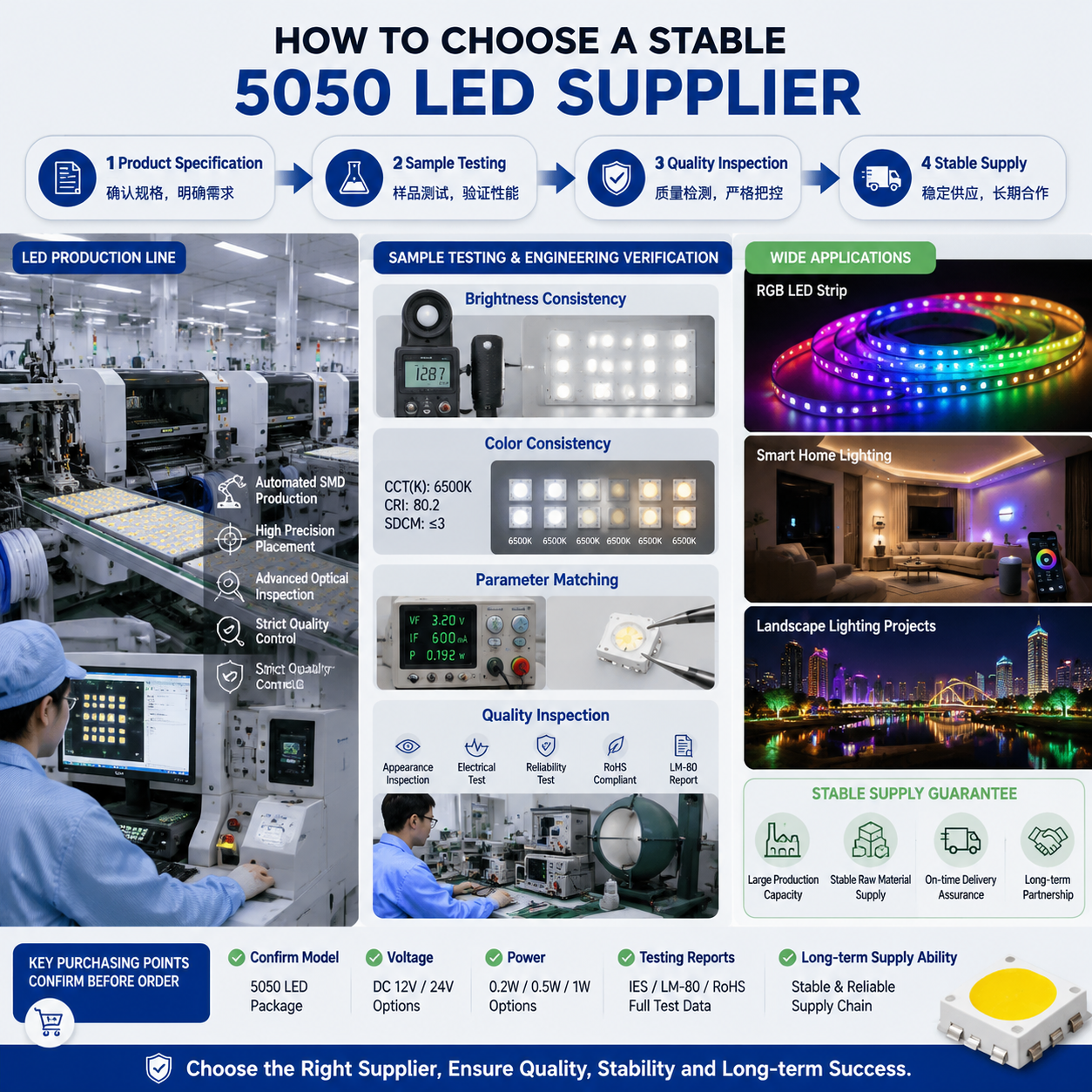 铁岭5050LED灯珠选型指南：参数、类型与采购要点