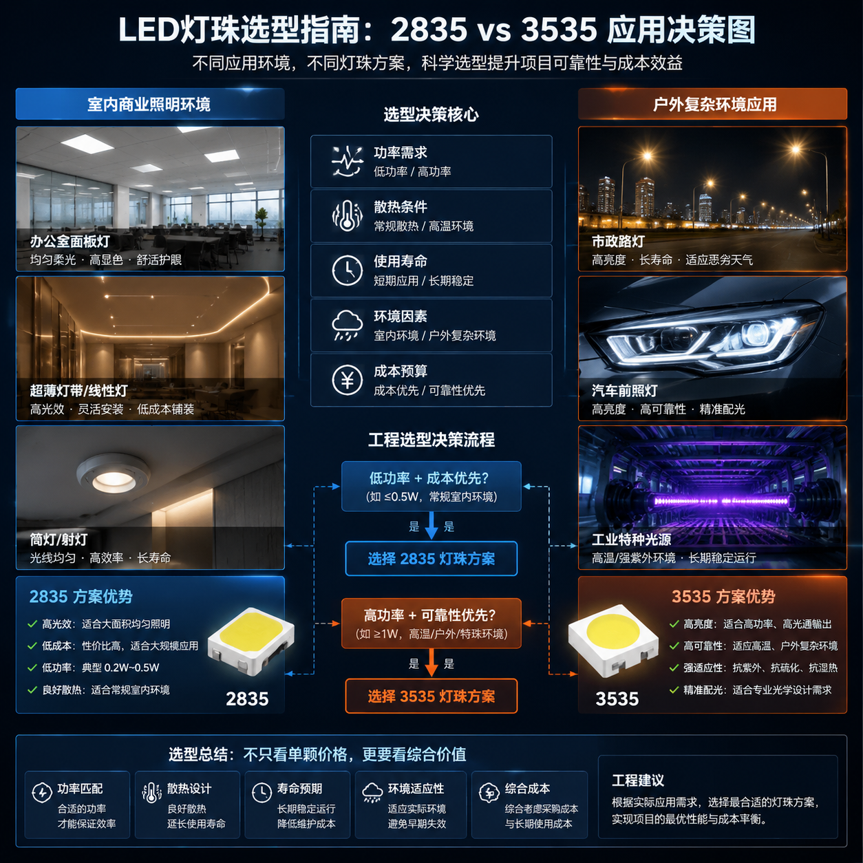 3535对比2835属于什么档次(LED灯珠规格性能与应用选型解析)