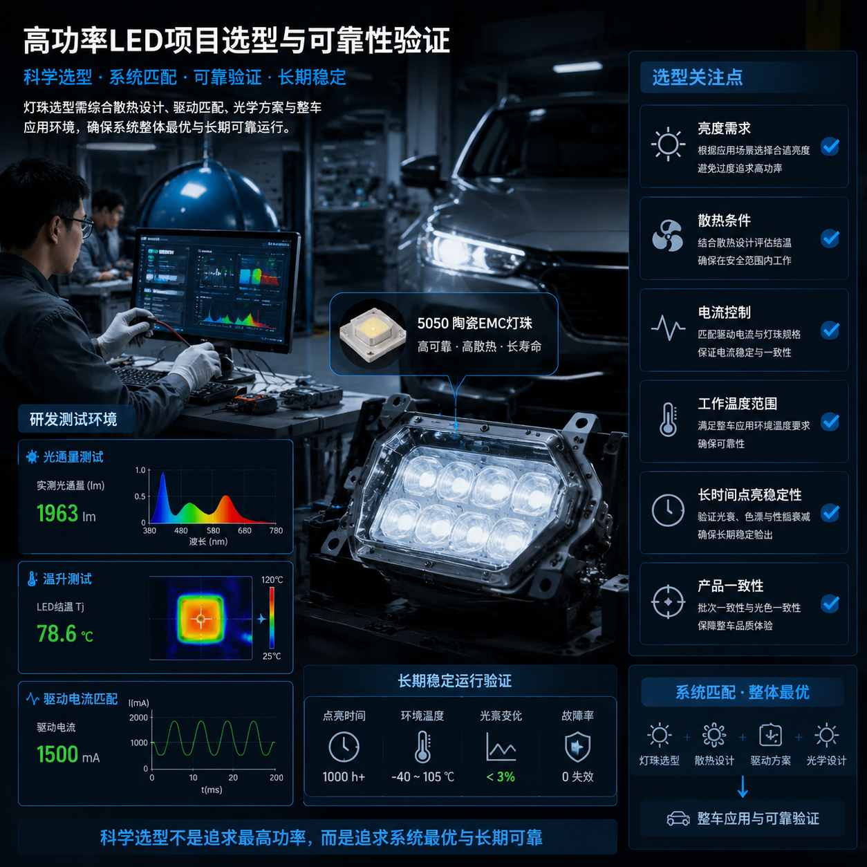 5050陶瓷EMC车灯灯珠(高功率应用选型指南)