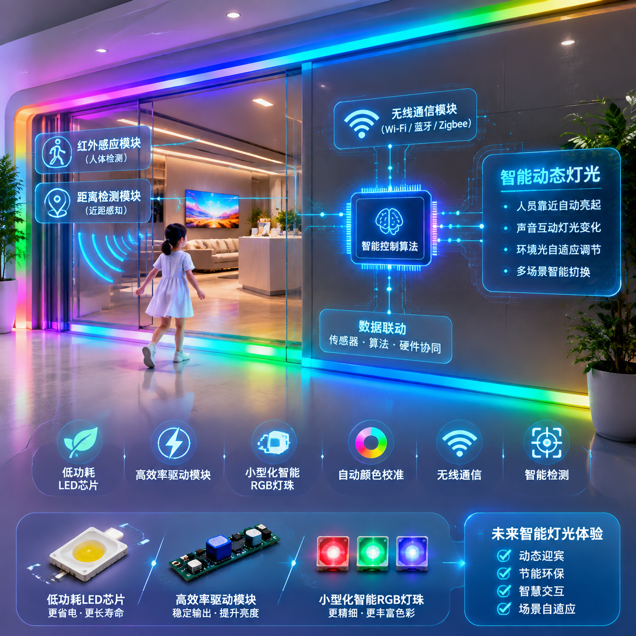 动态迎宾灯光 RGB 灯珠编程控制原理 (智能效果实现指南)