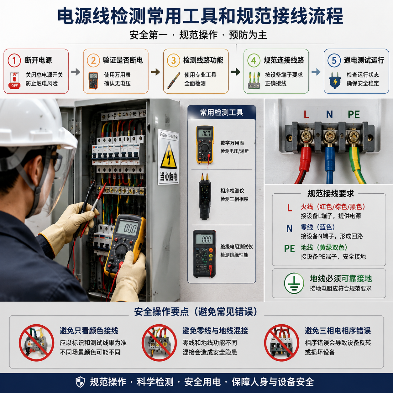 红绿黄三色电源线接法(颜色含义与安全连接方法)