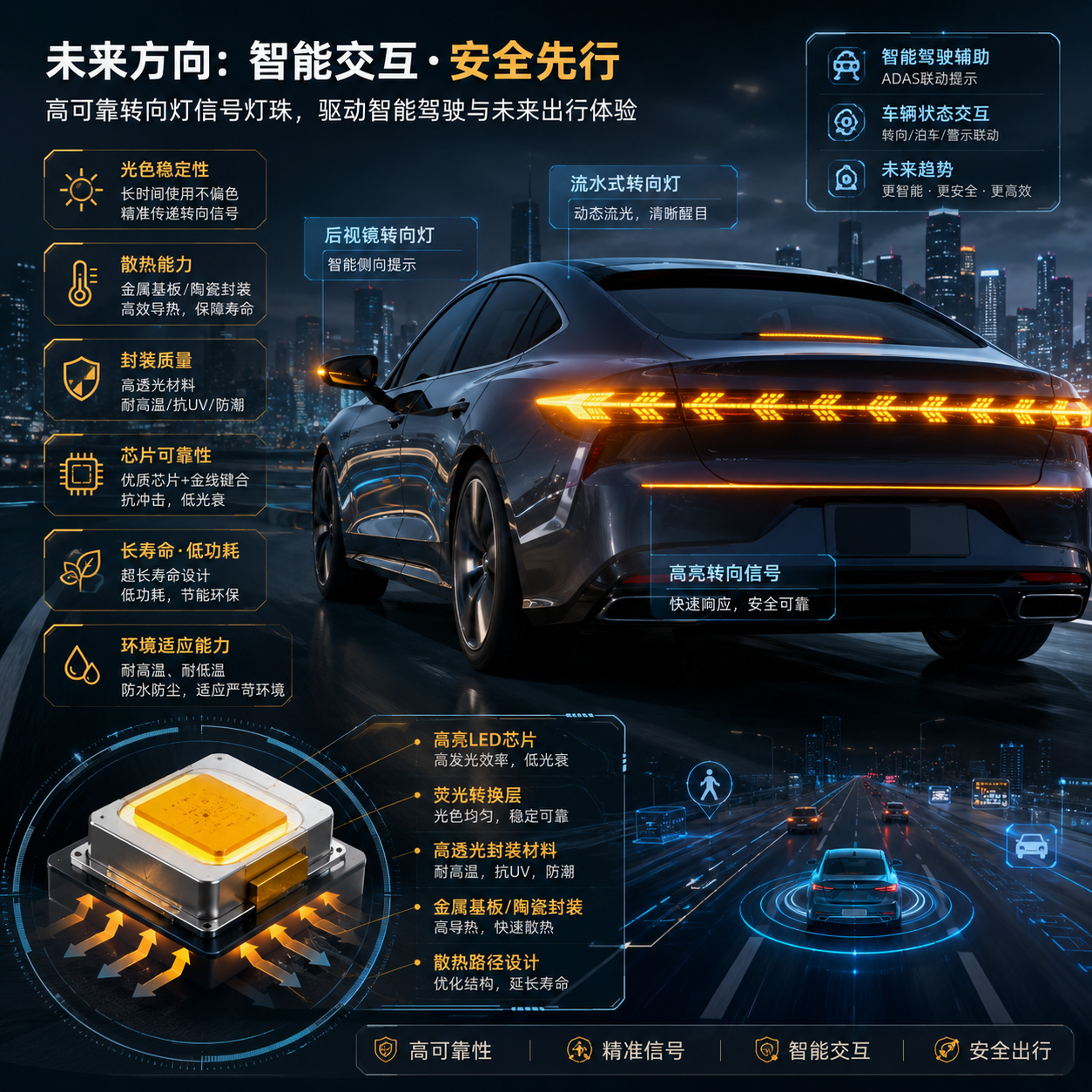 转向灯信号灯珠(汽车LED转向信号光源解析)