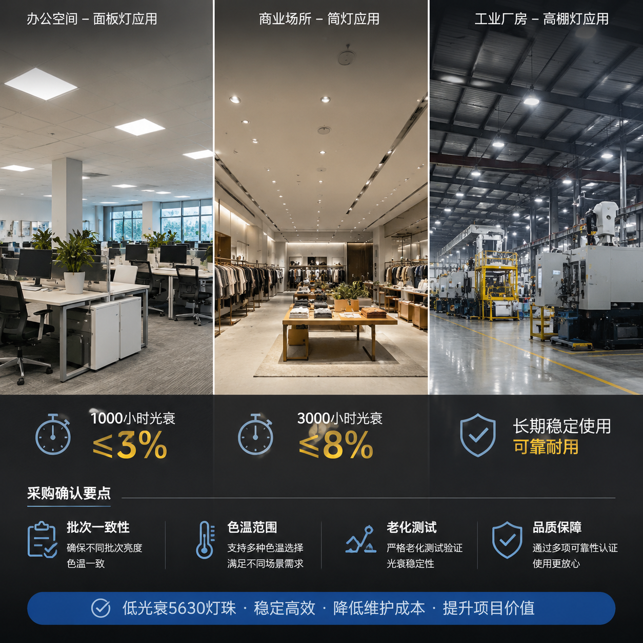中之光电5630低光衰灯珠现货(参数与选型指南)