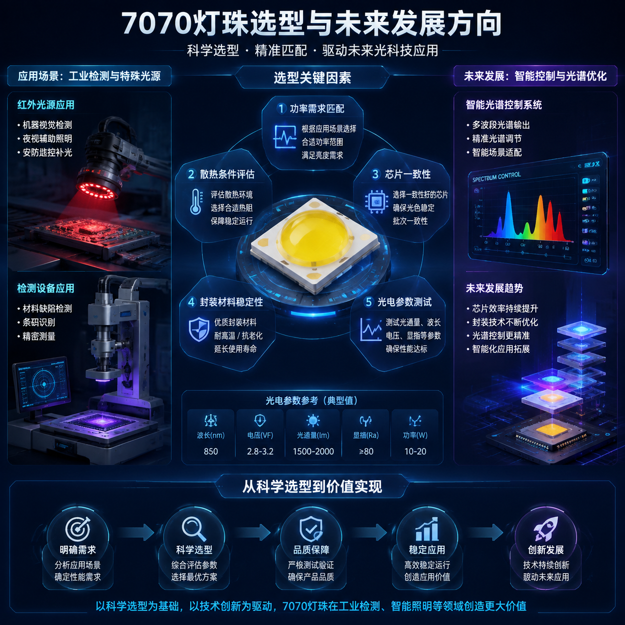 7070灯珠光效(高亮LED光源性能解析)