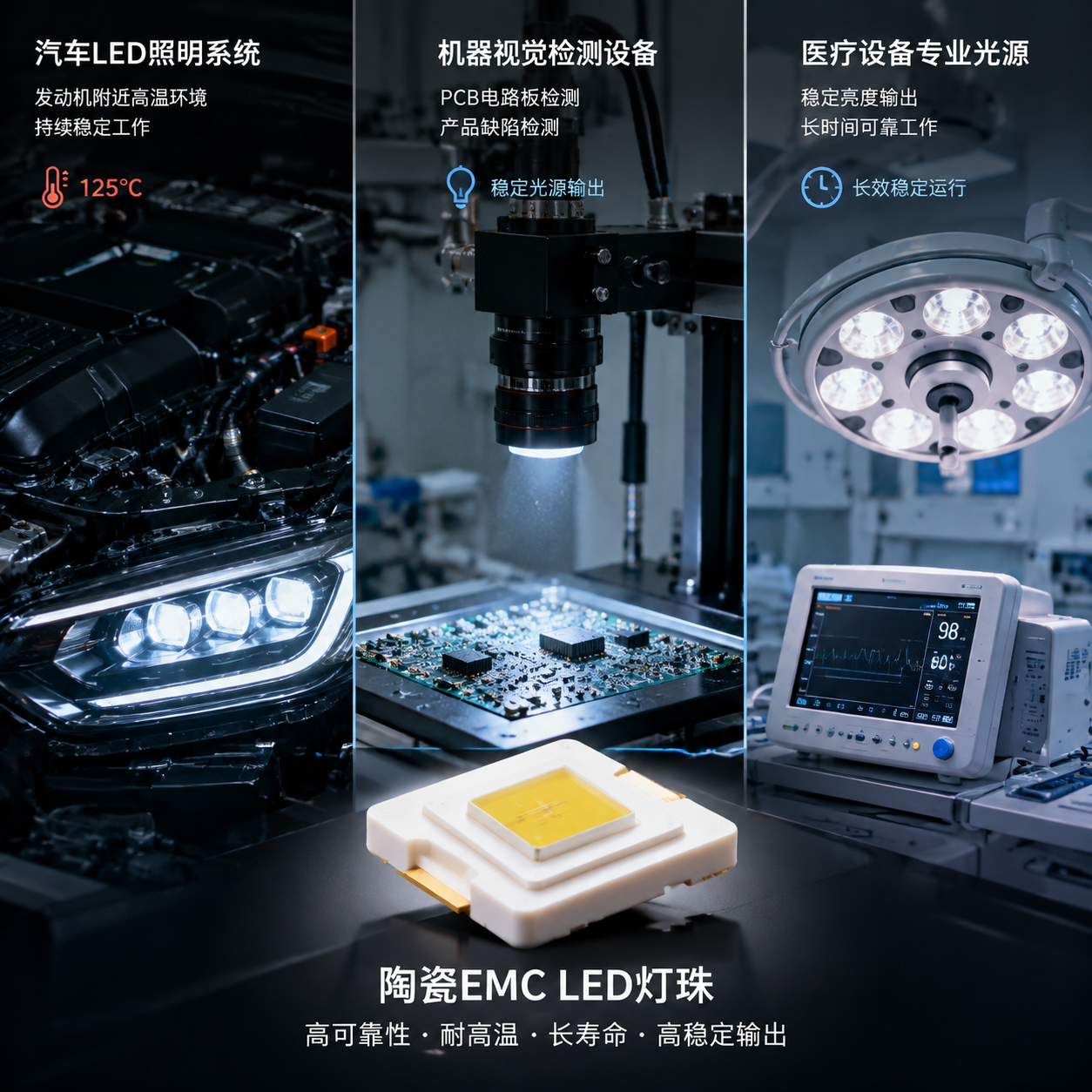 陶瓷 EMC 灯珠为什么碾压普通塑料封装 (高功率 LED 封装优势解析)
