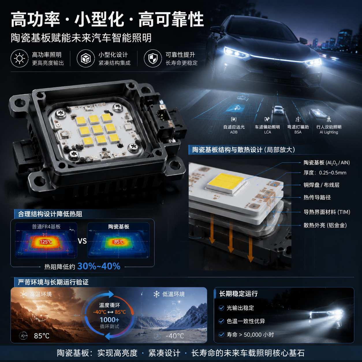 陶瓷基板车载灯珠散热优势(散热性能与应用选型分析)