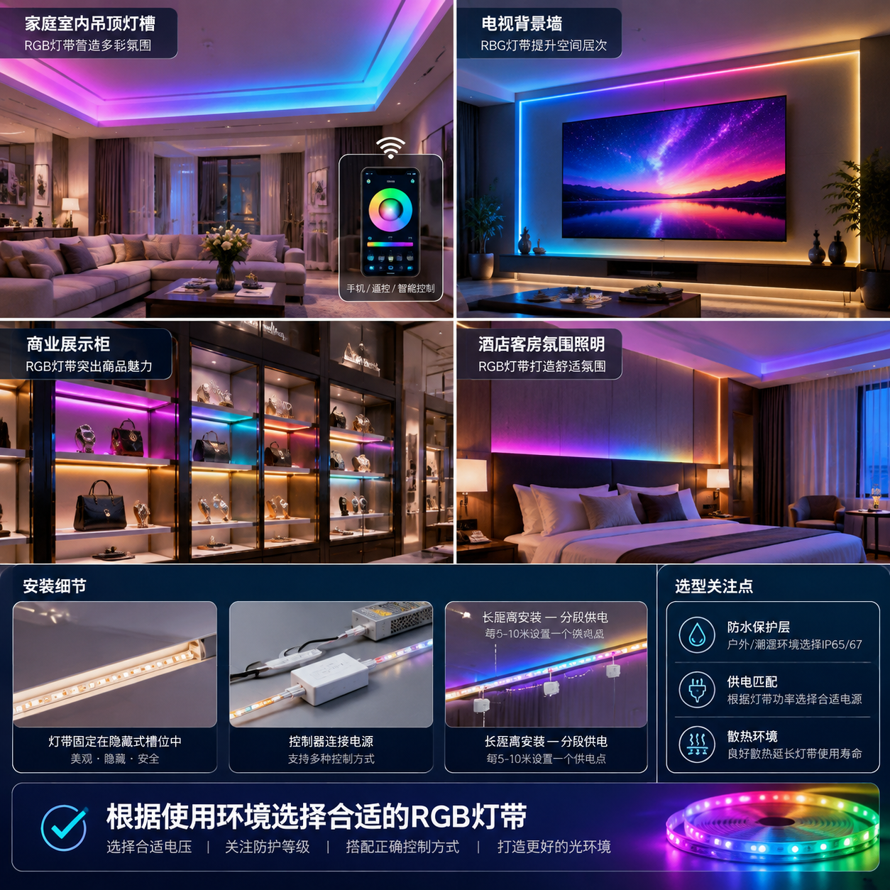 5050RGB灯带原理(LED灯珠结构与控制方式解析)
