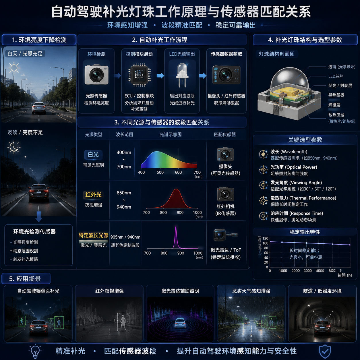 自动驾驶感知系统补光灯珠(汽车智能感知补光技术指南)