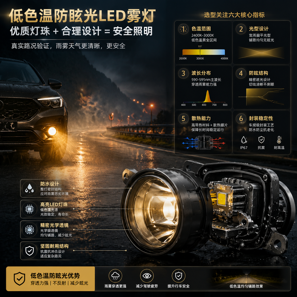 雾灯专用低色温防眩光灯珠(雾天照明方案解析)