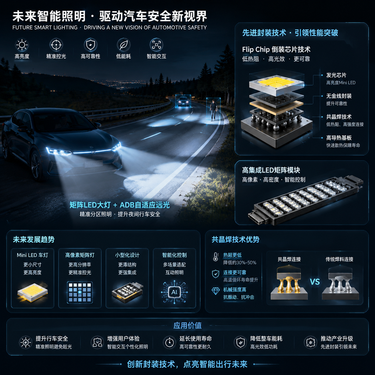 共晶焊工艺汽车大灯灯珠(高可靠LED车灯封装技术解析)