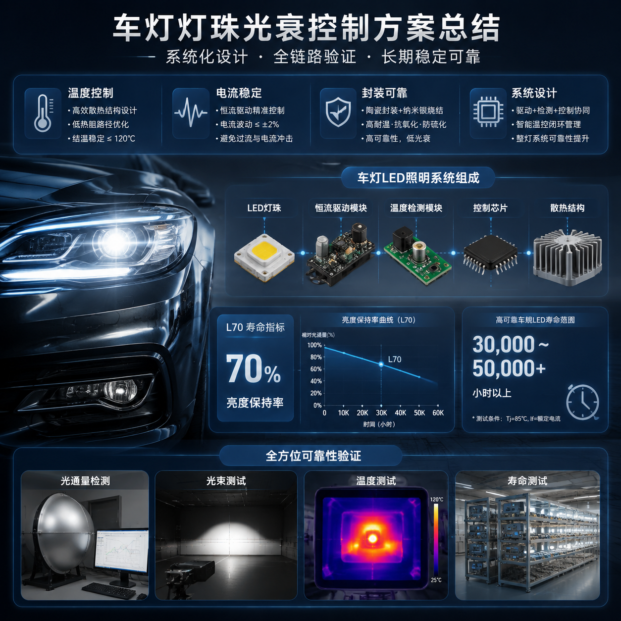 车灯灯珠光衰控制(车灯LED光衰原因与改善方法)