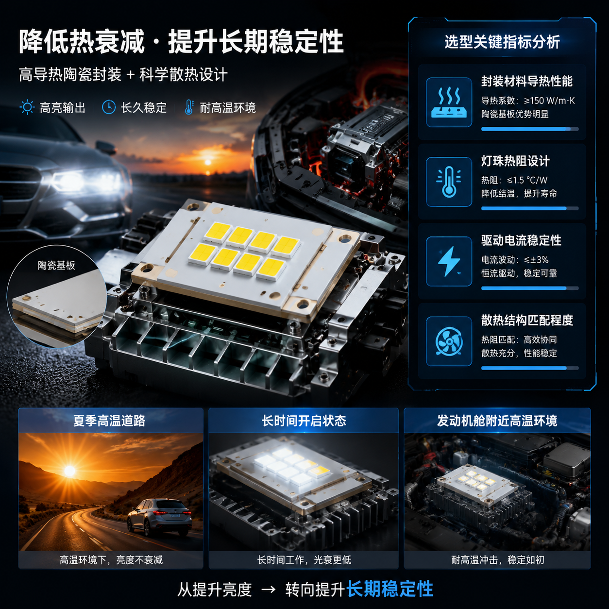 车灯灯珠热衰减问题(温度与散热解决方案解析)
