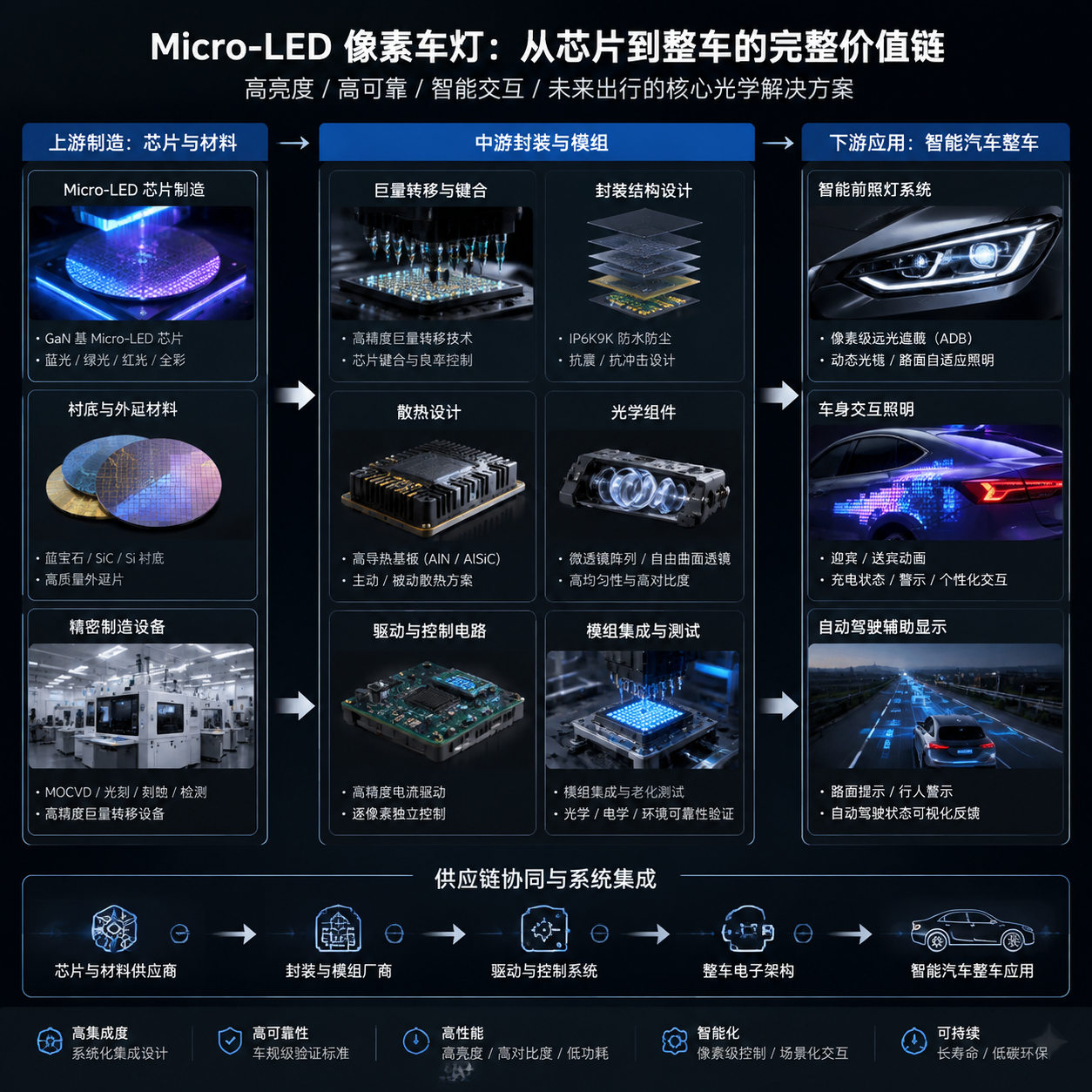 Micro-LED 像素车灯灯珠(智能汽车照明应用解析)