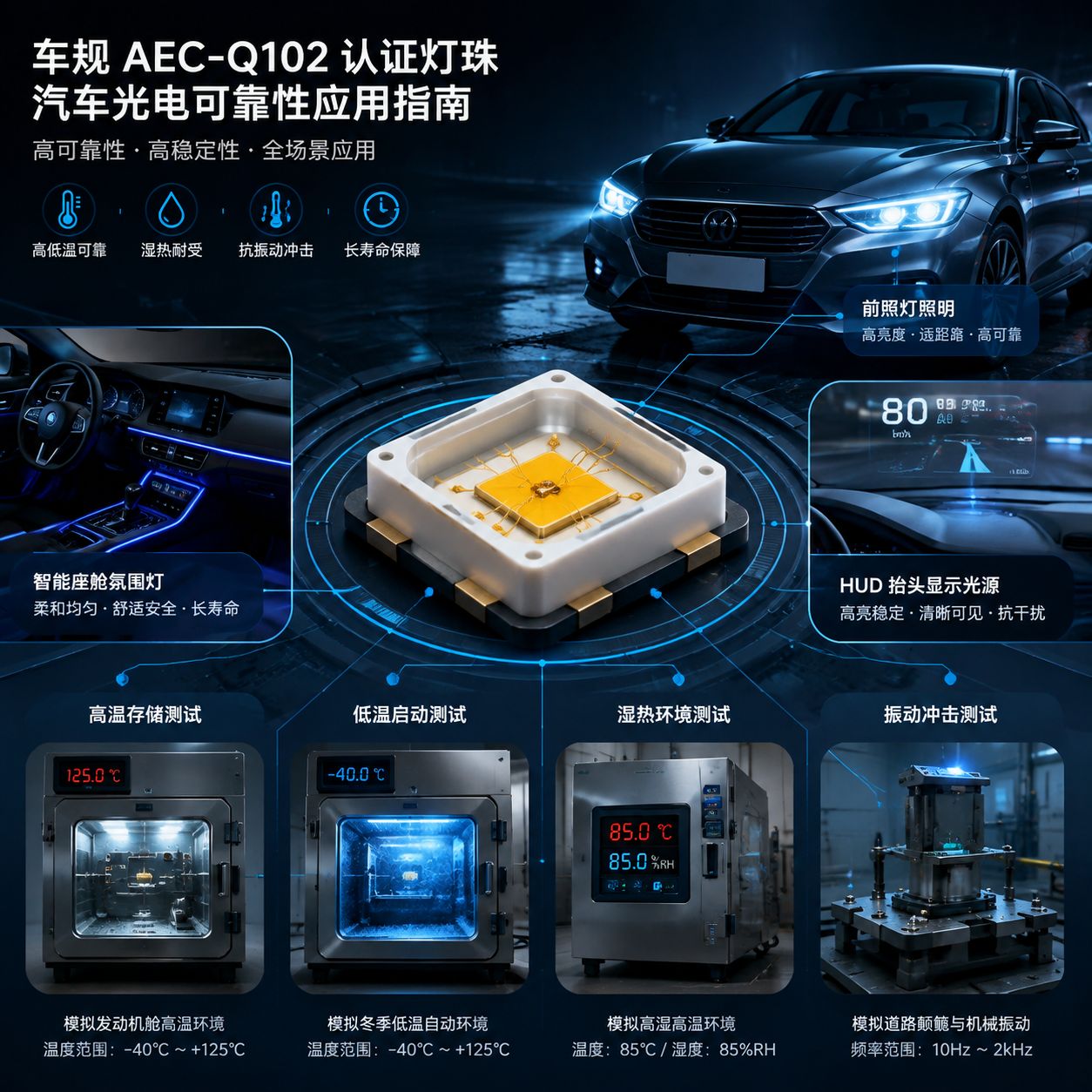 车规AEC‑Q102灯珠汽车光电可靠性概览