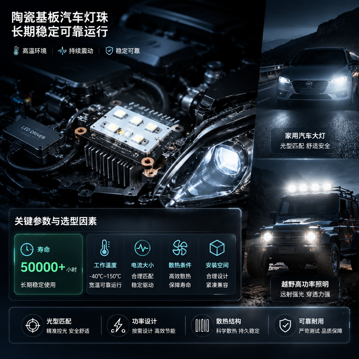 陶瓷基板汽车灯珠(高散热汽车LED光源)