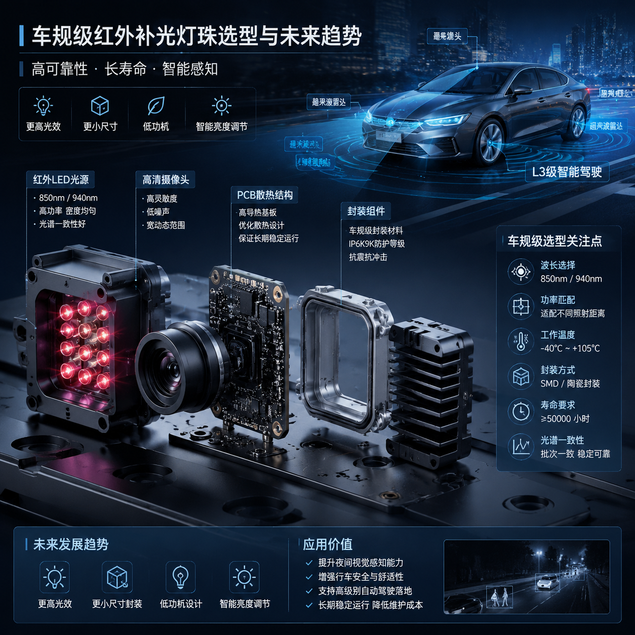 短波红外车载夜视补光灯珠(车载夜视系统应用指南)