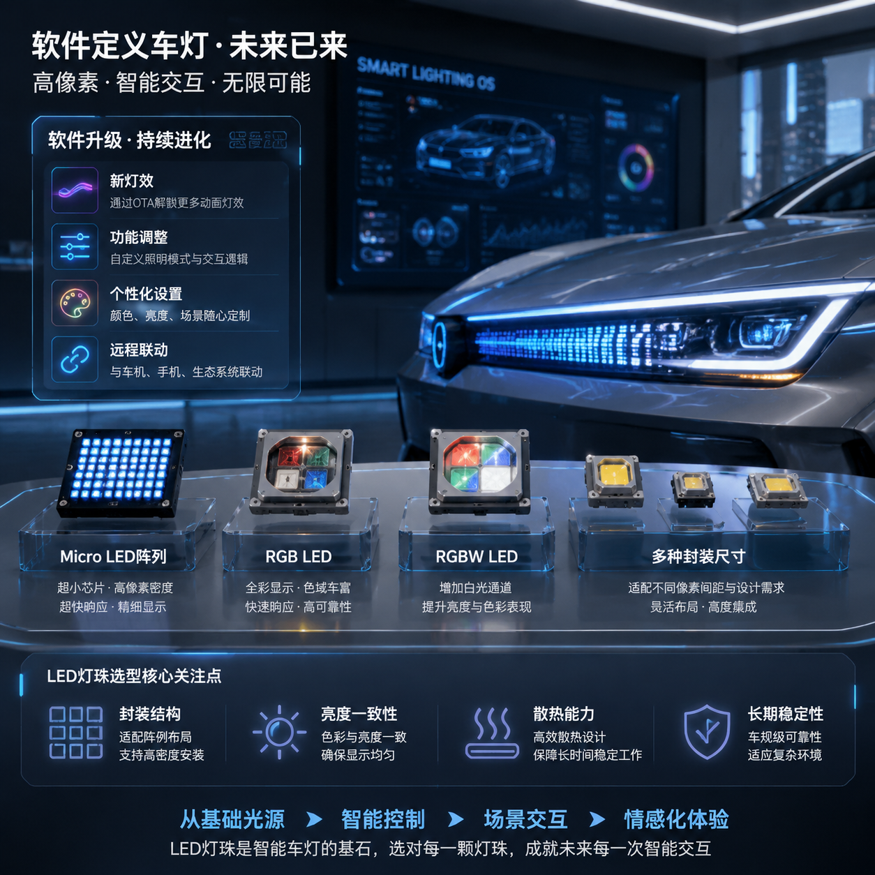 软件定义车灯可编程灯珠阵列(智能汽车灯光控制技术解析)