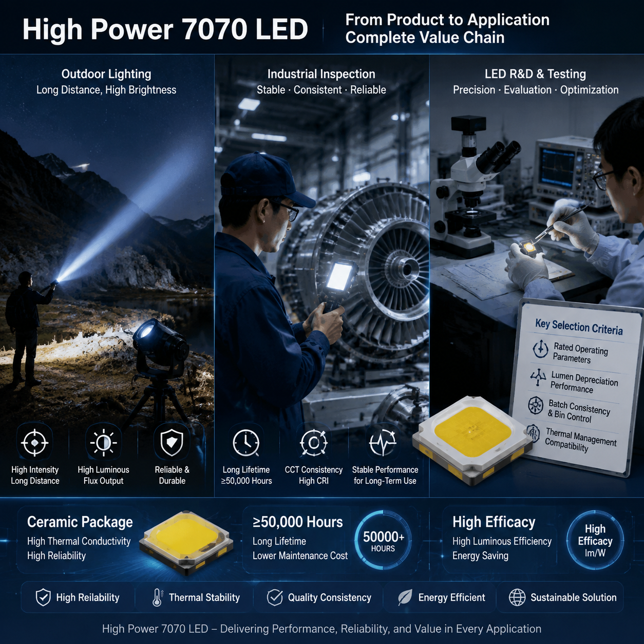 kx70灯珠参数(KX70高功率7070 LED参数解析)