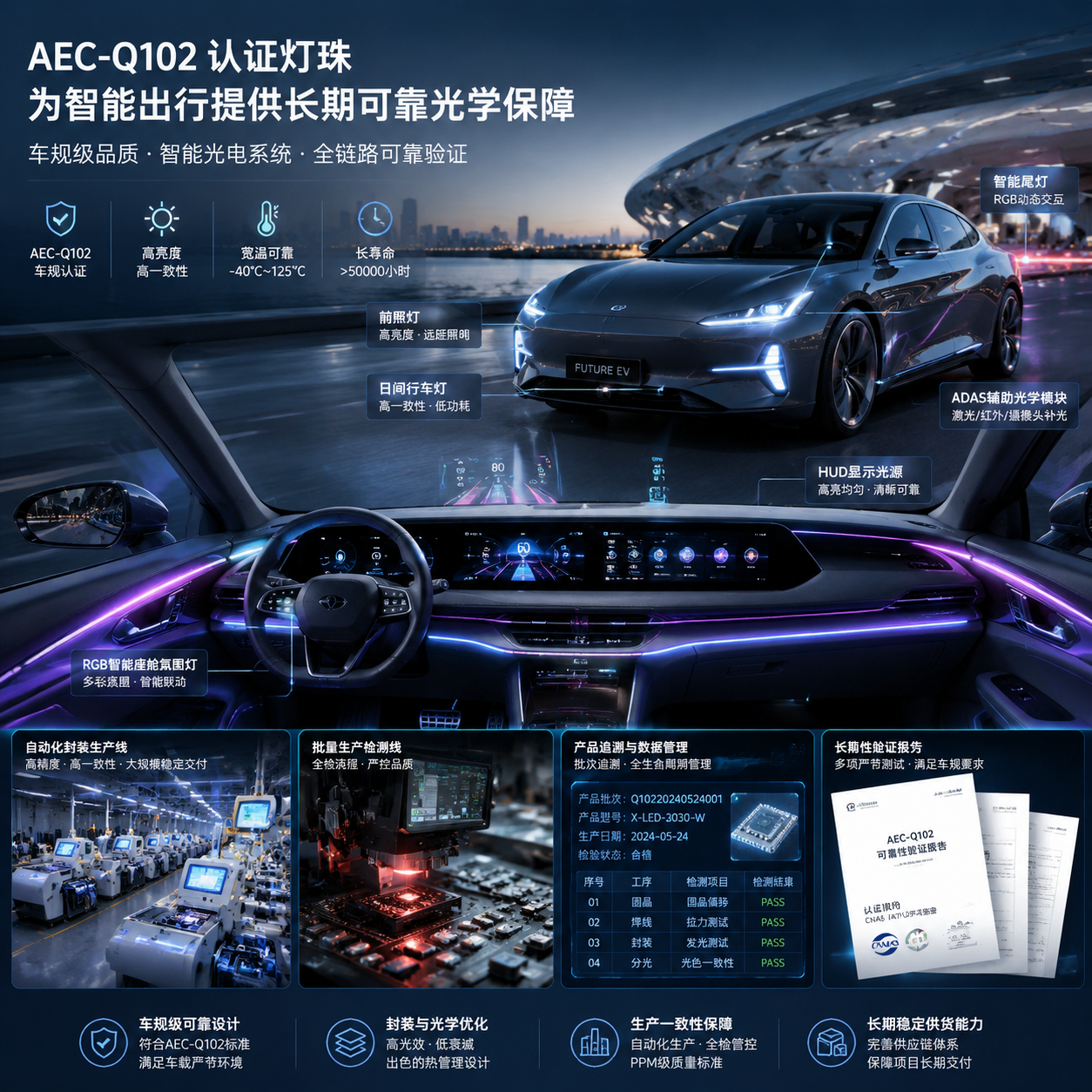 车规 AEC‑Q102 认证灯珠(汽车光电可靠性应用指南)