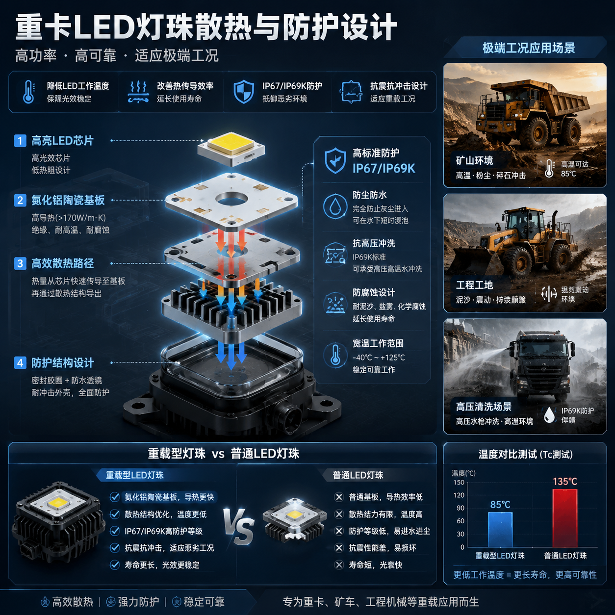 LED散热与防护结构示意图