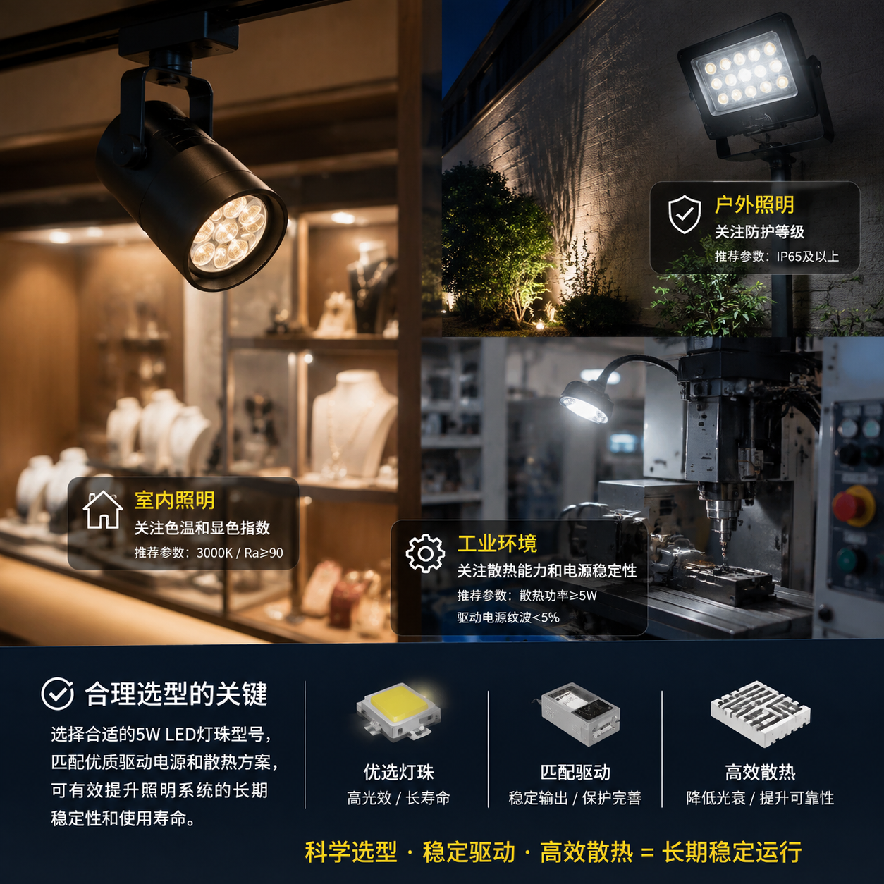 led灯珠5w(功率参数与选型指南)