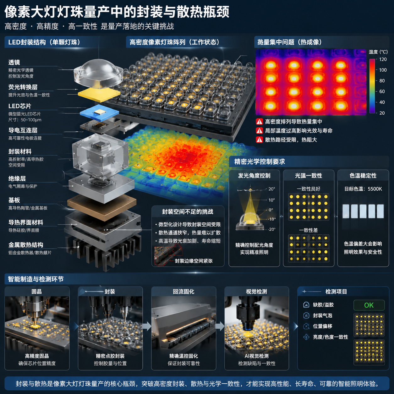 下一代像素大灯灯珠量产落地瓶颈分析 (量产技术挑战与 LED 封装方案)