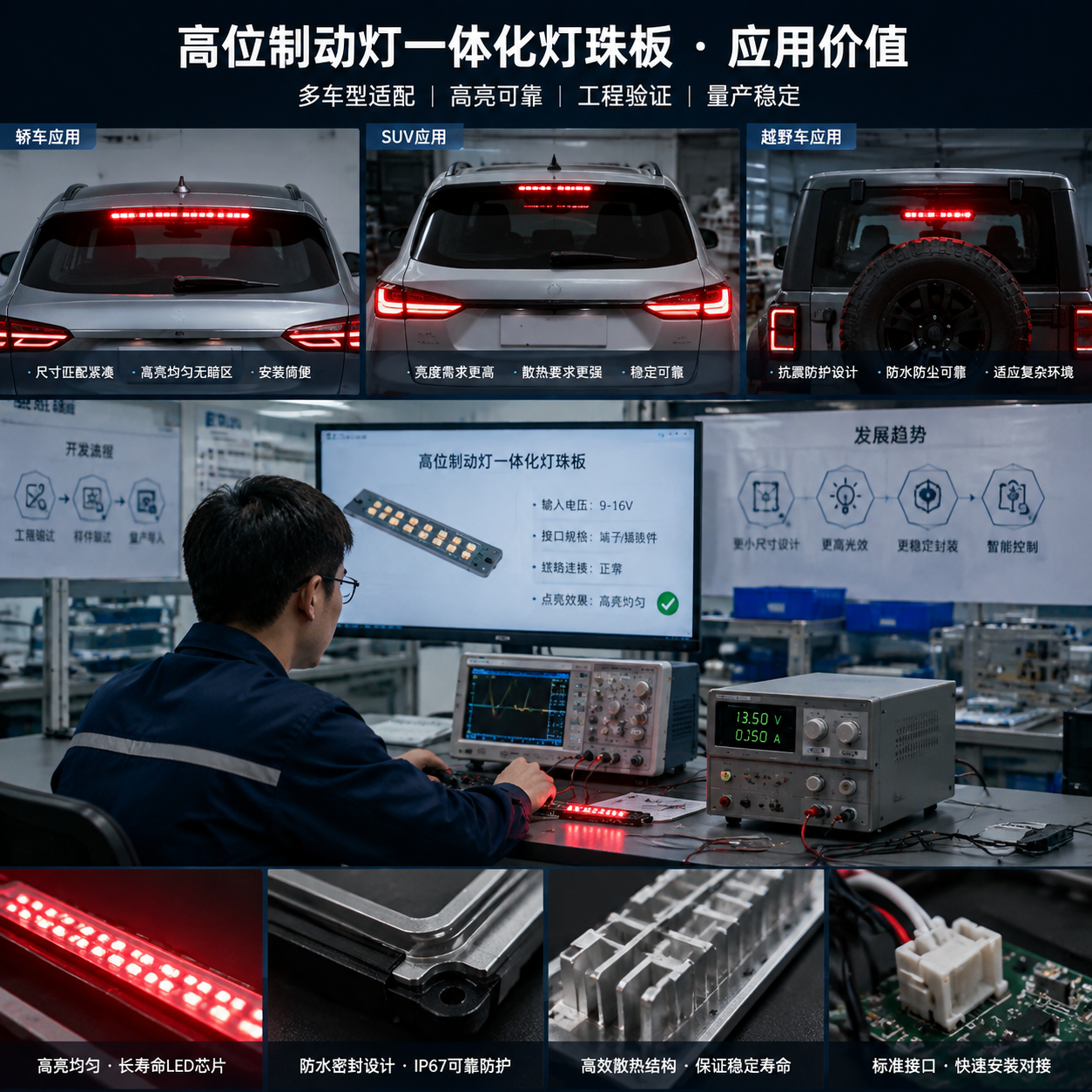高位制动灯一体化灯珠板(选型与安装应用指南)