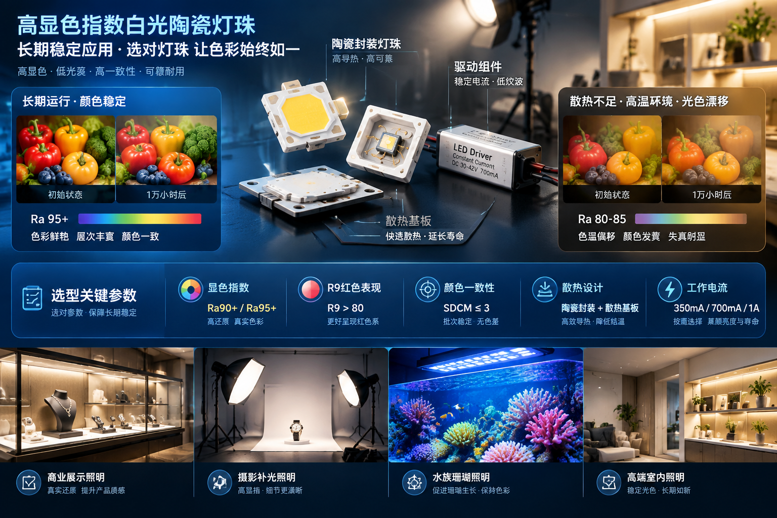 白光陶瓷灯珠显色指数(显色性能与选型指南)