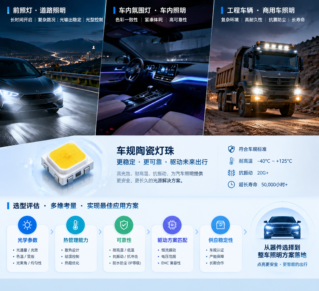 车规陶瓷灯珠(汽车照明核心元器件选型指南)