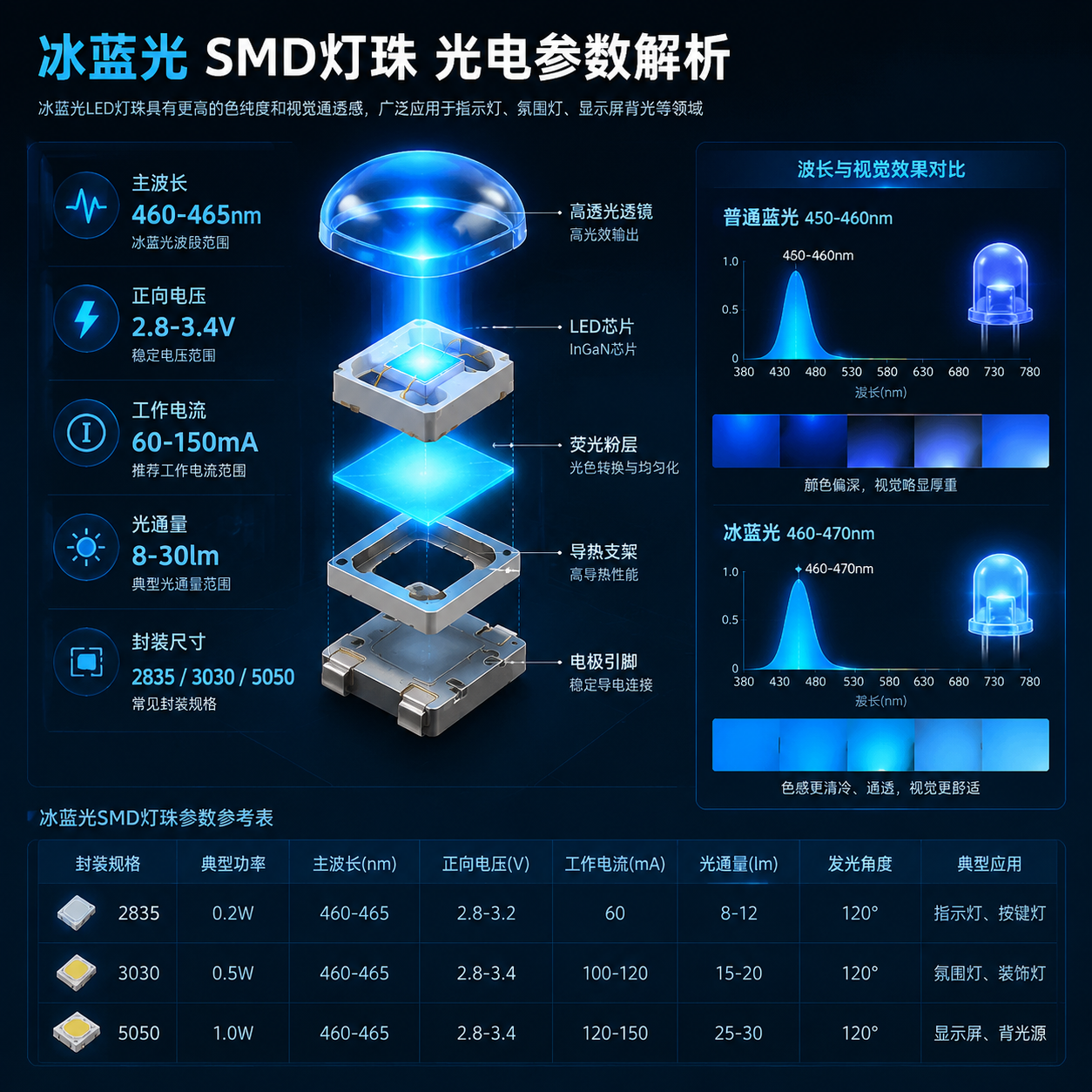 冰蓝光 SMD 灯珠(选型与应用指南)